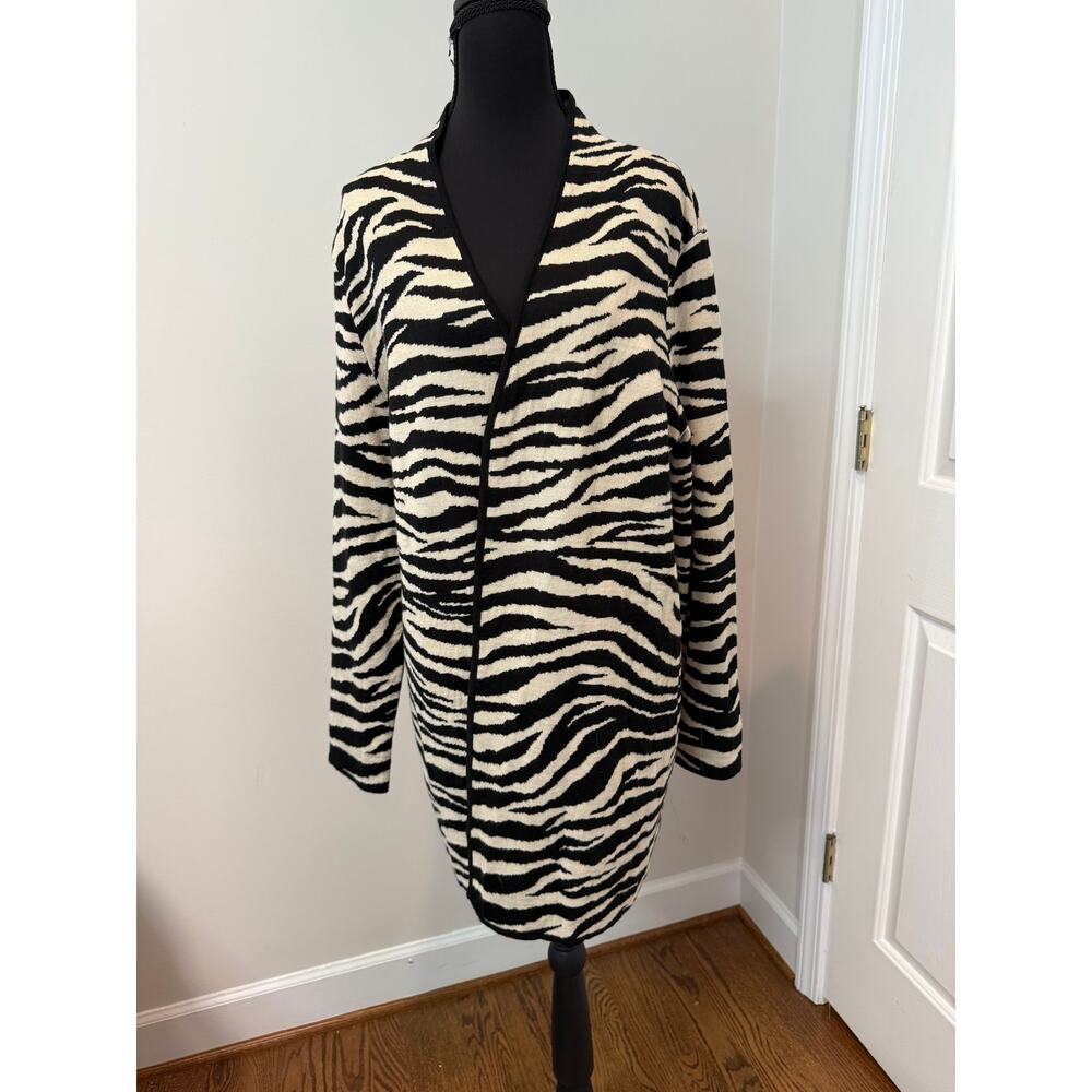 Kaspar Tan and Black Zebra Print Open Front Cardigan Sweater